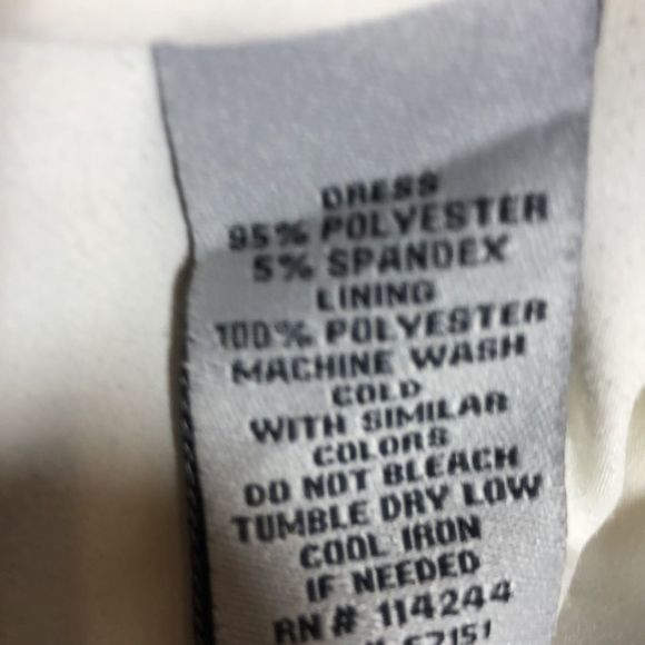 Eliza J Dress sz 6 white polyester knit sheath, 3/4 sleeve, black grid, lined - Picture 13 of 15